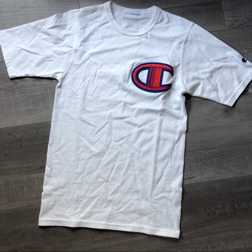 White XS Champion T Shirt Large Logo